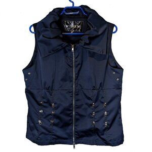 Navy ONYX Navy Vest with Hardware, gathered collar Size Large